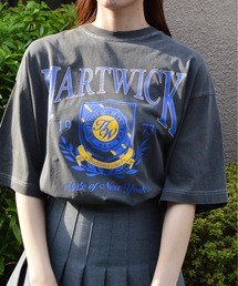 【spiritoso】ピグメントHARTWICK カレッジロゴTシャツ(CP)