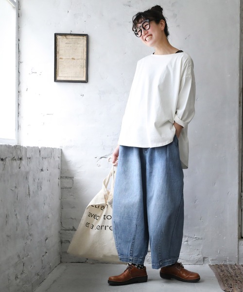 【新品】soulberry 店長がつくったデニムもぽわんと9分丈ワイドパンツ 店長がつくったデニムもぽわんと9分丈ワイドパンツ（デニムパンツ