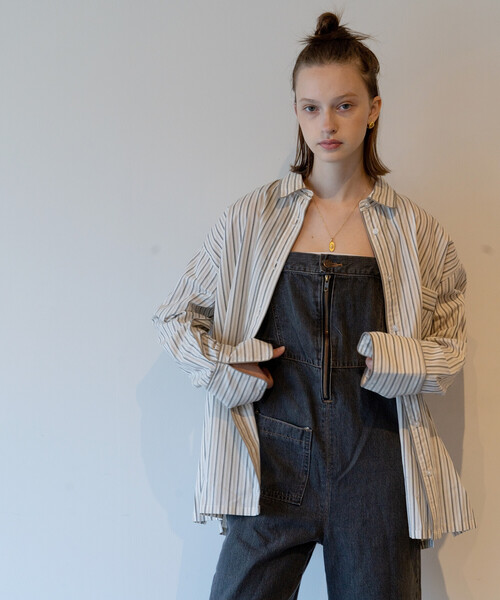 FREAK'S STORE(フリークスストア)の「SOMETHING × FREAK'S STORE/サムシング 別注 キャミジップサロペット/デニムサロペット(サロペット/オーバーオール・レディース・ブラック/ブルー・MEDIUM/SMALL)」の21枚目の写真