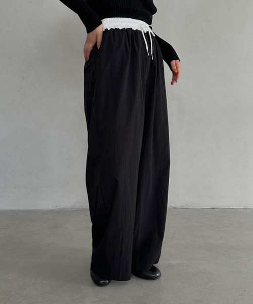 MYMOOD.（マイムード）の「配色ナイロンワイドパンツ（その他パンツ・レディース・ブラック/ネイビー・FREE）」の7枚目の写真