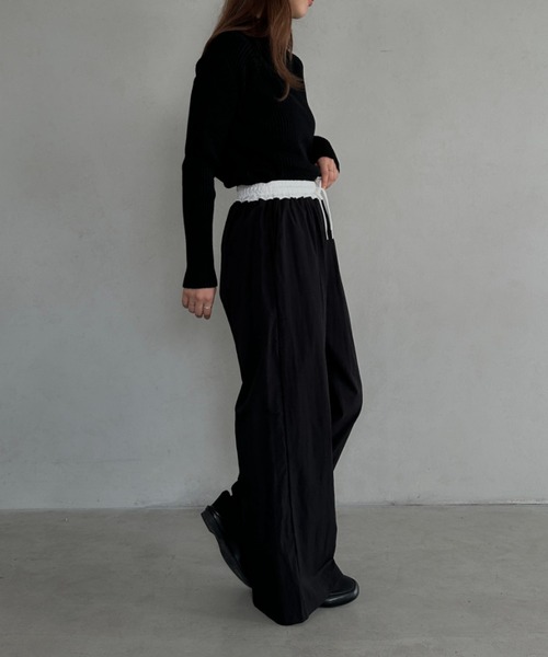MYMOOD.（マイムード）の「配色ナイロンワイドパンツ（その他パンツ・レディース・ブラック/ネイビー・FREE）」の12枚目の写真