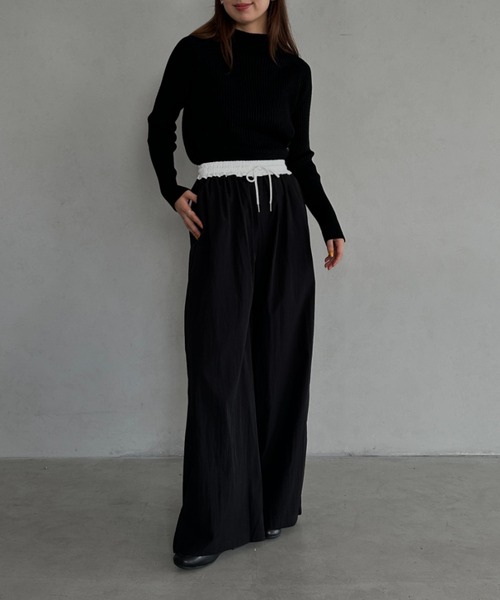 MYMOOD.（マイムード）の「配色ナイロンワイドパンツ（その他パンツ・レディース・ブラック/ネイビー・FREE）」の11枚目の写真