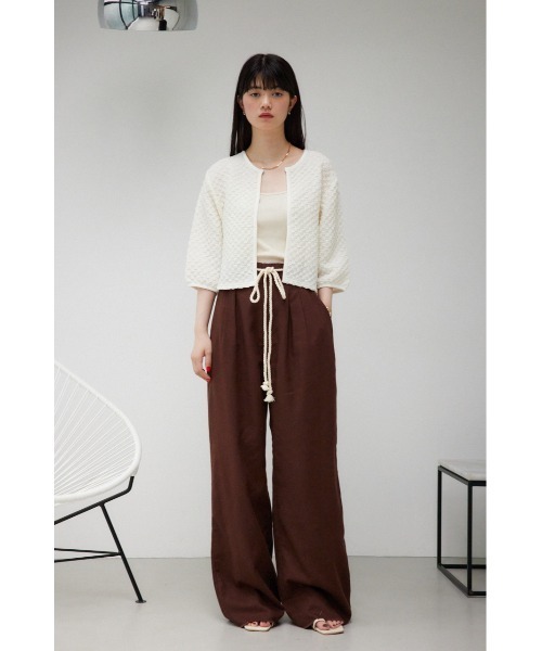 AZUL by moussy（アズールバイマウジー）の「ポップコーンカットカーディガン（カーディガン/ボレロ・レディース・オレンジ/ブラック/オフホワイト・FREE）」の6枚目の写真