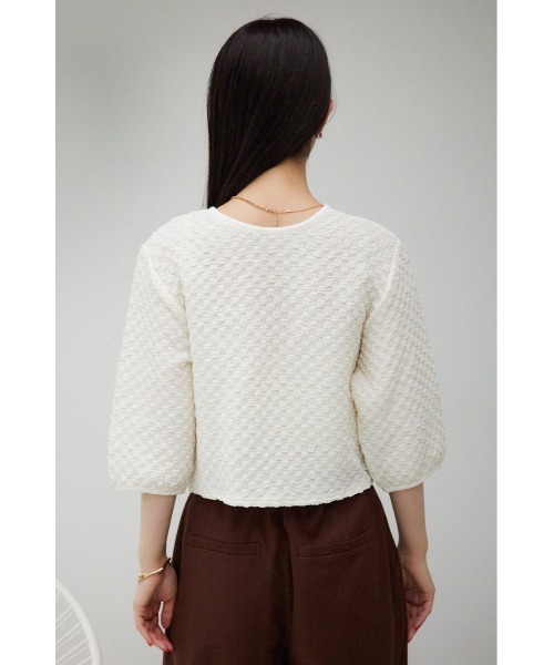 AZUL by moussy（アズールバイマウジー）の「ポップコーンカットカーディガン（カーディガン/ボレロ・レディース・オレンジ/ブラック/オフホワイト・FREE）」の9枚目の写真
