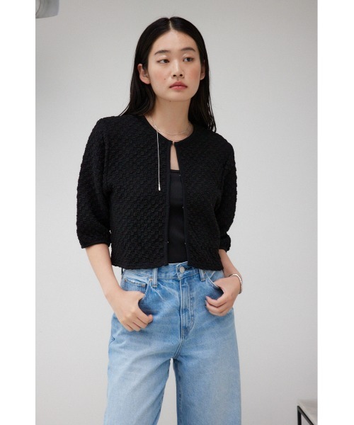 AZUL by moussy（アズールバイマウジー）の「ポップコーンカットカーディガン（カーディガン/ボレロ・レディース・オレンジ/ブラック/オフホワイト・FREE）」の15枚目の写真