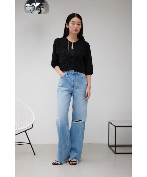 AZUL by moussy（アズールバイマウジー）の「ポップコーンカットカーディガン（カーディガン/ボレロ・レディース・オレンジ/ブラック/オフホワイト・FREE）」の16枚目の写真