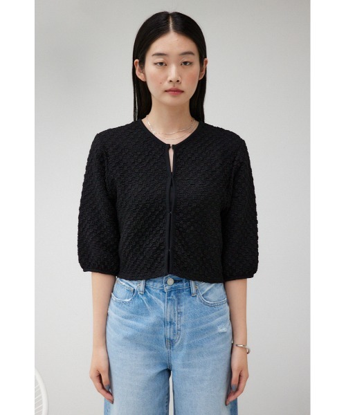 AZUL by moussy（アズールバイマウジー）の「ポップコーンカットカーディガン（カーディガン/ボレロ・レディース・オレンジ/ブラック/オフホワイト・FREE）」の17枚目の写真