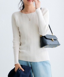 nissen | 綿１００％クルーネックランダムリブニット(ニット/セーター)