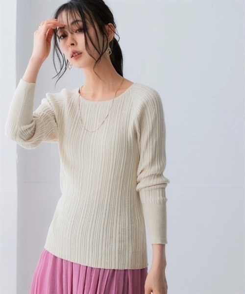 nissen（ニッセン）の「綿１００％クルーネックランダムリブニット（ニット/セーター・レディース・グリーン/チャコールグレー/グレイッシュベージュ/アイボリー/ブラック/ライトグレー・LL/L/M/S/3L）」の19枚目の写真