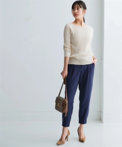 nissen（ニッセン）の「綿１００％クルーネックランダムリブニット（ニット/セーター・レディース・グリーン/チャコールグレー/グレイッシュベージュ/アイボリー/ブラック/ライトグレー・LL/L/M/S/3L）」の22枚目の写真