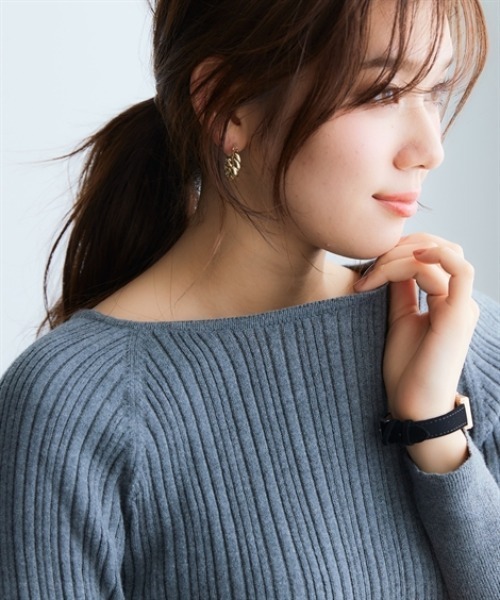 nissen（ニッセン）の「綿１００％クルーネックランダムリブニット（ニット/セーター・レディース・グリーン/チャコールグレー/グレイッシュベージュ/アイボリー/ブラック/ライトグレー・LL/L/M/S/3L）」の16枚目の写真