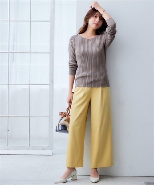 nissen（ニッセン）の「綿１００％クルーネックランダムリブニット（ニット/セーター・レディース・グリーン/チャコールグレー/グレイッシュベージュ/アイボリー/ブラック/ライトグレー・LL/L/M/S/3L）」の13枚目の写真