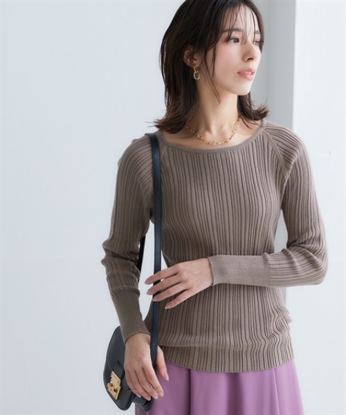 nissen（ニッセン）の「綿１００％クルーネックランダムリブニット（ニット/セーター・レディース・グリーン/チャコールグレー/グレイッシュベージュ/アイボリー/ブラック/ライトグレー・LL/L/M/S/3L）」の12枚目の写真