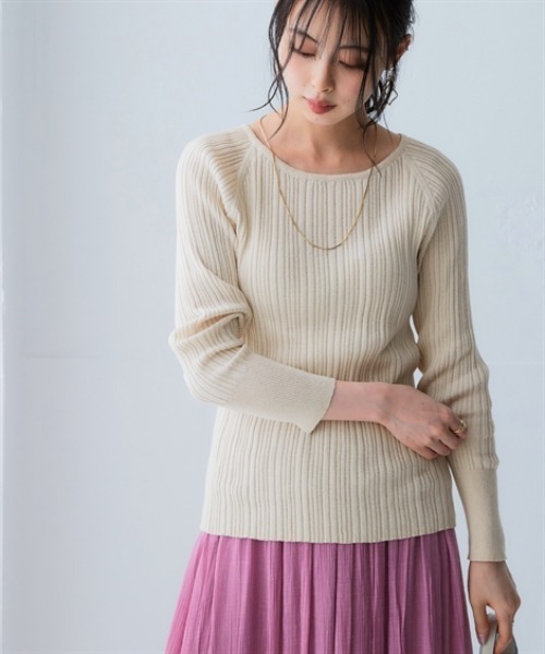 nissen（ニッセン）の「綿１００％クルーネックランダムリブニット（ニット/セーター・レディース・グリーン/チャコールグレー/グレイッシュベージュ/アイボリー/ブラック/ライトグレー・LL/L/M/S/3L）」の20枚目の写真