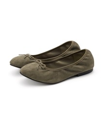 婦人　撥水　起毛リボンバレエシューズ