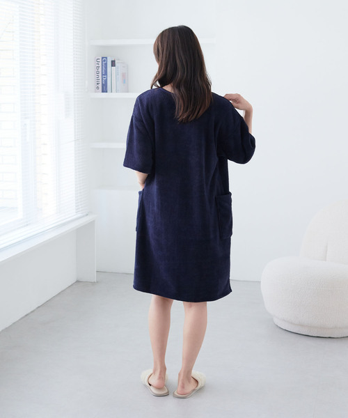 cross marche（クロスマルシェ）の「【MUSEE】前開き湯上りワンピース（ガウン/バスローブ・レディース・ブラウン/ネイビー/ラベンダー・M/L）」の21枚目の写真