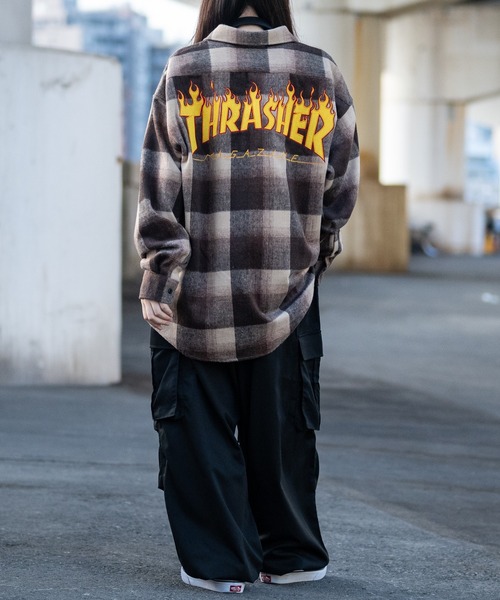 THRASHER（スラッシャー）の「【at】〔THRASHER〕オンブレチェック バック刺繍 オーバーサイズ ネルシャツ（シャツ/ブラウス・メンズ・ブラウン/ブラック・X-LARGE/MEDIUM/LARGE）」の14枚目の写真