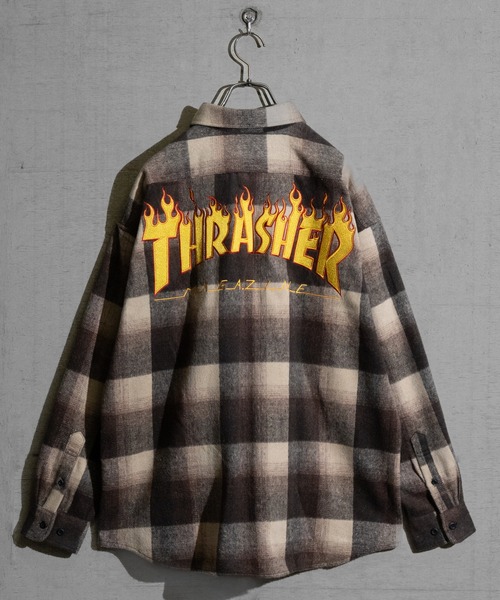 THRASHER（スラッシャー）の「【at】〔THRASHER/スラッシャー〕オンブレチェック バック刺繍 オーバーサイズ ネルシャツ（シャツ/ブラウス・メンズ・ブラウン/ブラック・X-LARGE/MEDIUM/LARGE）」の19枚目の写真