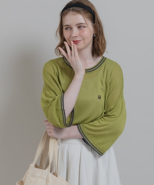 MUHET（ミュエータ）の「シアーラインTシャツ（Tシャツ/カットソー・レディース・ブラック/カーキ・MEDIUM/X-LARGE）」の2枚目の写真