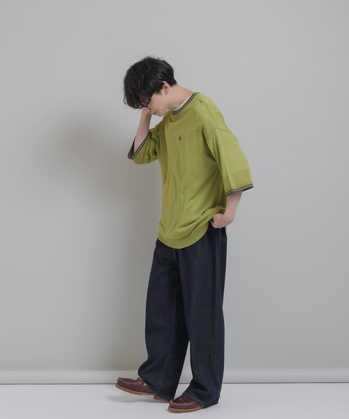 MUHET（ミュエータ）の「シアーラインTシャツ（Tシャツ/カットソー・レディース・ブラック/カーキ・MEDIUM/X-LARGE）」の8枚目の写真