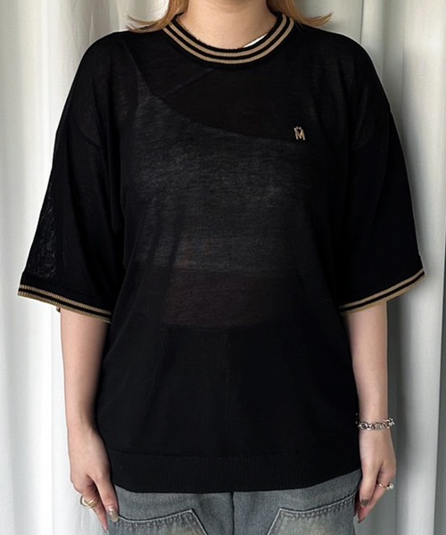 MUHET（ミュエータ）の「シアーラインTシャツ（Tシャツ/カットソー・レディース・ブラック/カーキ・MEDIUM/X-LARGE）」の9枚目の写真