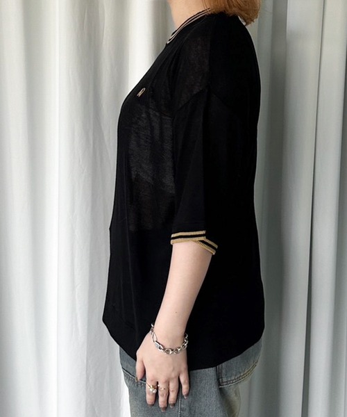 MUHET（ミュエータ）の「シアーラインTシャツ（Tシャツ/カットソー・レディース・ブラック/カーキ・MEDIUM/X-LARGE）」の10枚目の写真
