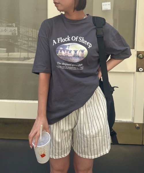 nemne store(ネンネストア)の「【keel】SheepプリントTシャツ(Tシャツ/カットソー・レディース・スミクロ/オフホワイト・SMALL/MEDIUM)」の12枚目の写真