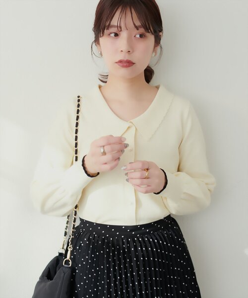 natural couture（ナチュラルクチュール）の「【WEB限定】osono衿付きキレイめニット（ニット/セーター・レディース・ミント/モカ/ネイビー/オフホワイト/ブラック・FREE）」の2枚目の写真