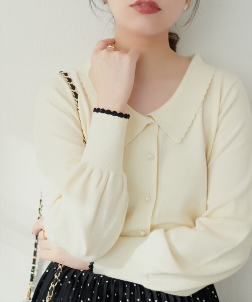 natural couture（ナチュラルクチュール）の「【WEB限定】osono衿付きキレイめニット（ニット/セーター・レディース・ミント/モカ/ネイビー/オフホワイト/ブラック・FREE）」の18枚目の写真