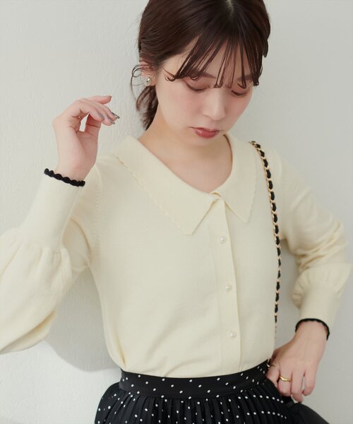 natural couture（ナチュラルクチュール）の「【WEB限定】osono衿付きキレイめニット（ニット/セーター・レディース・ミント/モカ/ネイビー/オフホワイト/ブラック・FREE）」の19枚目の写真