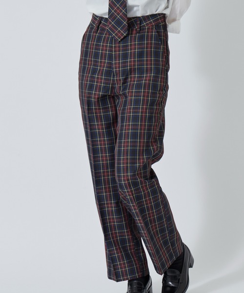 セール】WEGO/スクールチェックスリムスラックス（スラックス