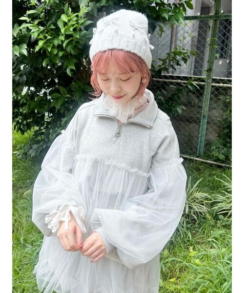 merry jenny（メリージェニー）の「ribbonビーニー　/　リボンビーニー（ニットキャップ/ビーニー・レディース・ブラック/グレー/アイボリー・FREE）」の7枚目の写真