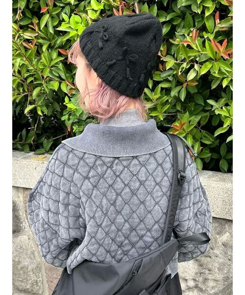 merry jenny（メリージェニー）の「ribbonビーニー　/　リボンビーニー（ニットキャップ/ビーニー・レディース・ブラック/グレー/アイボリー・FREE）」の10枚目の写真