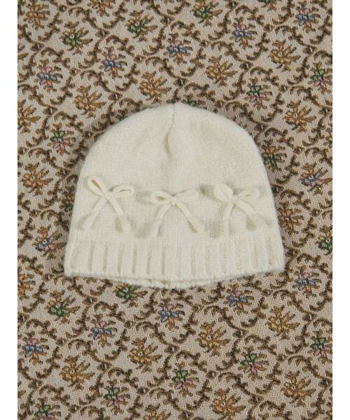 merry jenny（メリージェニー）の「ribbonビーニー　/　リボンビーニー（ニットキャップ/ビーニー・レディース・ブラック/グレー/アイボリー・FREE）」の12枚目の写真