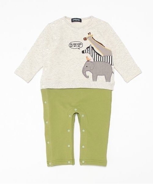 【セール】3段アニマル長袖カバーオール（ロンパース）｜kladskap（クレードスコープ）