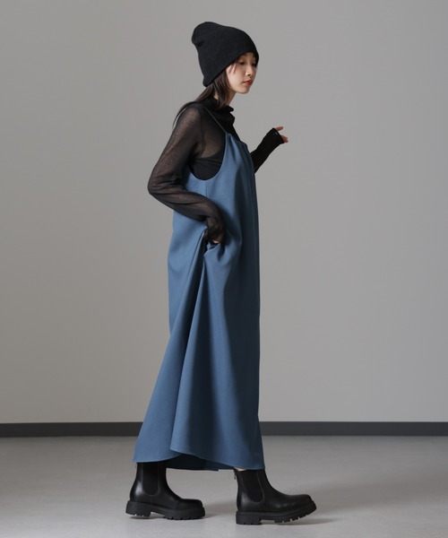 NANO universe(ナノユニバース)の「スラブツイードバックリボンキャミソールワンピース(ワンピース・レディース・ブルー/ブラック/キャメル・FREE)」の20枚目の写真