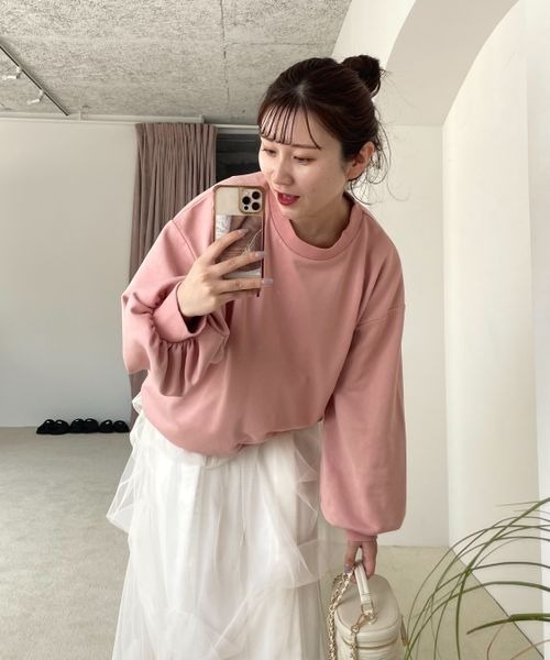 mysty woman(ミスティウーマン)の「【スタッフプロデュース/WEB限定】MiO企画・ちび刺繍ロゴスウェット 149818(スウェット・レディース・ベージュ/アイボリー/ピンク・FREE)」の14枚目の写真