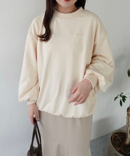 mysty woman(ミスティウーマン)の「【スタッフプロデュース/WEB限定】MiO企画・ちび刺繍ロゴスウェット 149818(スウェット・レディース・ベージュ/アイボリー/ピンク・FREE)」の5枚目の写真