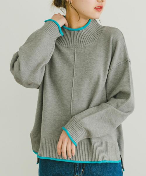 ITEMS URBANRESEARCH（アイテムズ アーバンリサーチ）の「ハイショクハイネックニット（ニット/セーター・レディース・ブラック/グレー/オフホワイト/レッド/ライトグレー/グリーン/ブルー・FREE）」の4枚目の写真