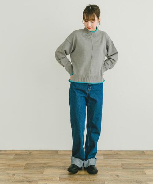 ITEMS URBANRESEARCH（アイテムズ アーバンリサーチ）の「ハイショクハイネックニット（ニット/セーター・レディース・ブラック/グレー/オフホワイト/レッド/ライトグレー/グリーン/ブルー・FREE）」の21枚目の写真