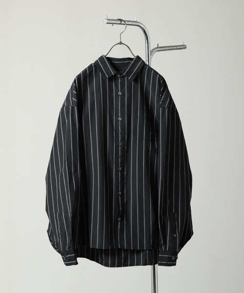 ZIP FIVE（ジップファイブ）の「【ZIP FIVE】 CVCブロード 長袖 レギュラーカラー チェック ＆ ストライプ オーバーサイズ シャツ（シャツ/ブラウス・メンズ・ブルー/ブラウン系/チャコール/ブラック系/ブラック系1・MEDIUM/LARGE/X-LARGE）」の4枚目の写真