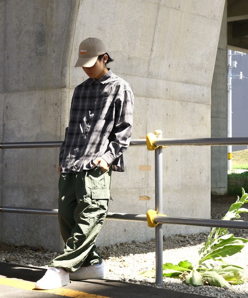 ZIP FIVE（ジップファイブ）の「【ZIP FIVE】 CVCブロード 長袖 レギュラーカラー チェック ＆ ストライプ オーバーサイズ シャツ（シャツ/ブラウス・メンズ・ブルー/ブラウン系/チャコール/ブラック系/ブラック系1・MEDIUM/LARGE/X-LARGE）」の15枚目の写真