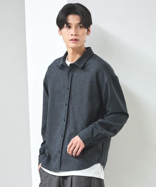 ESSENTIALS WARDROBE(エッセンシャルワードローブ)の「TRメランジポリストレッチ長袖シャツ(シャツ/ブラウス・メンズ・ブラック/杢グレー/ネイビー・L/M/S/XL)」の3枚目の写真