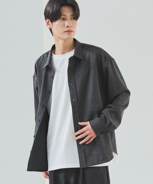 ESSENTIALS WARDROBE(エッセンシャルワードローブ)の「TRメランジポリストレッチ長袖シャツ(シャツ/ブラウス・メンズ・ブラック/杢グレー/ネイビー・L/M/S/XL)」の5枚目の写真