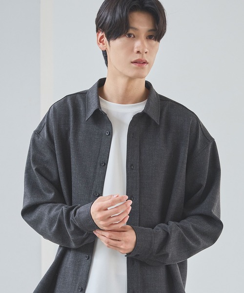 TRメランジポリストレッチ長袖シャツ（シャツ/ブラウス）｜ESSENTIALS