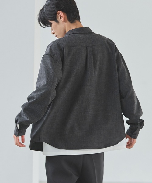 ESSENTIALS WARDROBE(エッセンシャルワードローブ)の「TRメランジポリストレッチ長袖シャツ(シャツ/ブラウス・メンズ・ブラック/杢グレー/ネイビー・L/M/S/XL)」の7枚目の写真