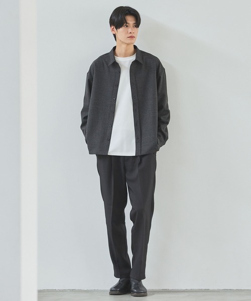 ESSENTIALS WARDROBE(エッセンシャルワードローブ)の「TRメランジポリストレッチ長袖シャツ(シャツ/ブラウス・メンズ・ブラック/杢グレー/ネイビー・L/M/S/XL)」の9枚目の写真
