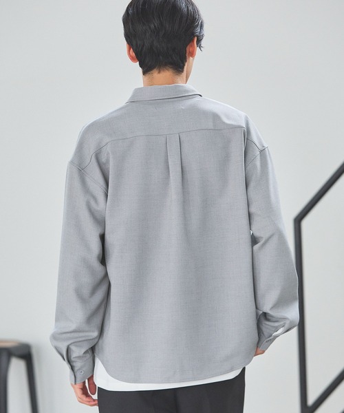 ESSENTIALS WARDROBE(エッセンシャルワードローブ)の「TRメランジポリストレッチ長袖シャツ(シャツ/ブラウス・メンズ・ブラック/杢グレー/ネイビー・L/M/S/XL)」の14枚目の写真