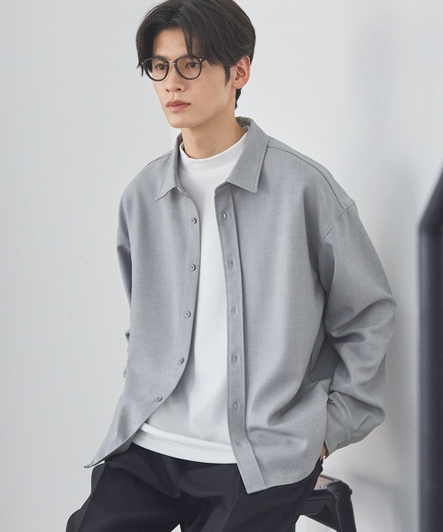 ESSENTIALS WARDROBE(エッセンシャルワードローブ)の「TRメランジポリストレッチ長袖シャツ(シャツ/ブラウス・メンズ・ブラック/杢グレー/ネイビー・L/M/S/XL)」の15枚目の写真