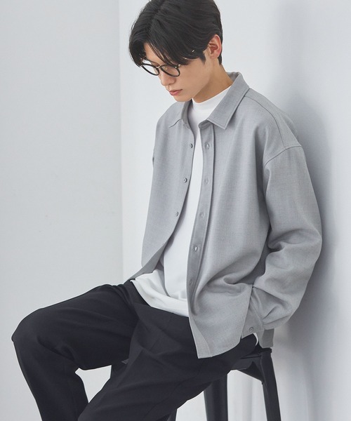 ESSENTIALS WARDROBE(エッセンシャルワードローブ)の「TRメランジポリストレッチ長袖シャツ(シャツ/ブラウス・メンズ・ブラック/杢グレー/ネイビー・L/M/S/XL)」の16枚目の写真
